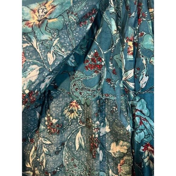 Band of the Free Teal Blue Floral  Bohemian Wrap Style Long Maxi Skirt Women Med - Picture 5 of 11